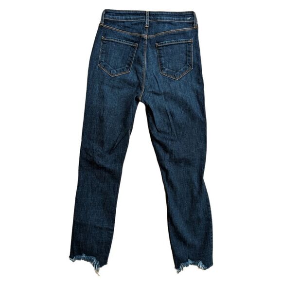 L'AGENCE High Line Women's Distressed Raw Hem Dark Washed Skinny Jeans Size 26 - Picture 3 of 5